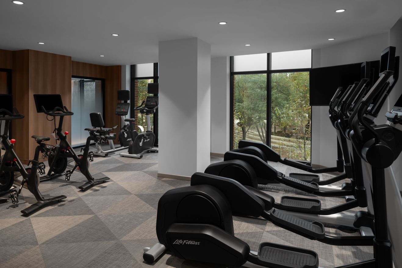 Fitness Center, with Peloton Bicycles