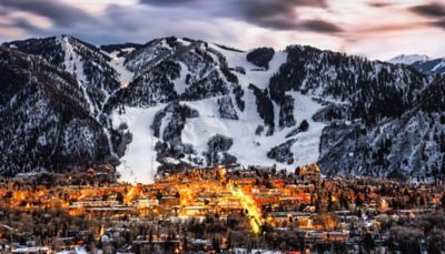 Aspen all lit up at night