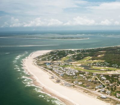 An aerial view of shoreline