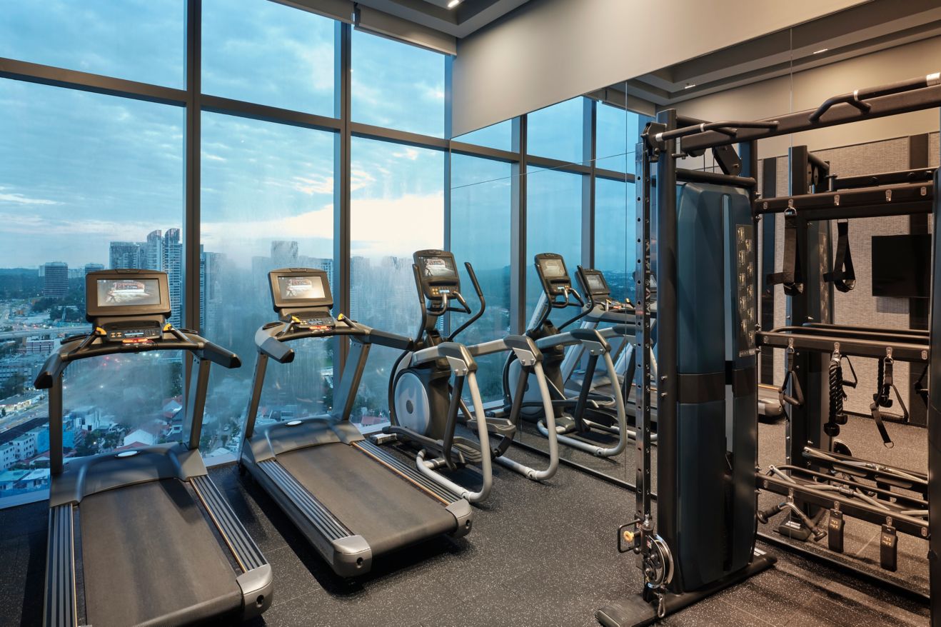 Gym with treadmills and weight lifting machines