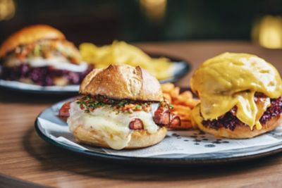 Close up of bacon cheeseburger