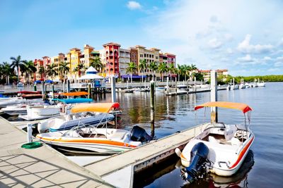 Harbor with boats in day time