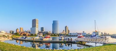 Aerial view of the skyline