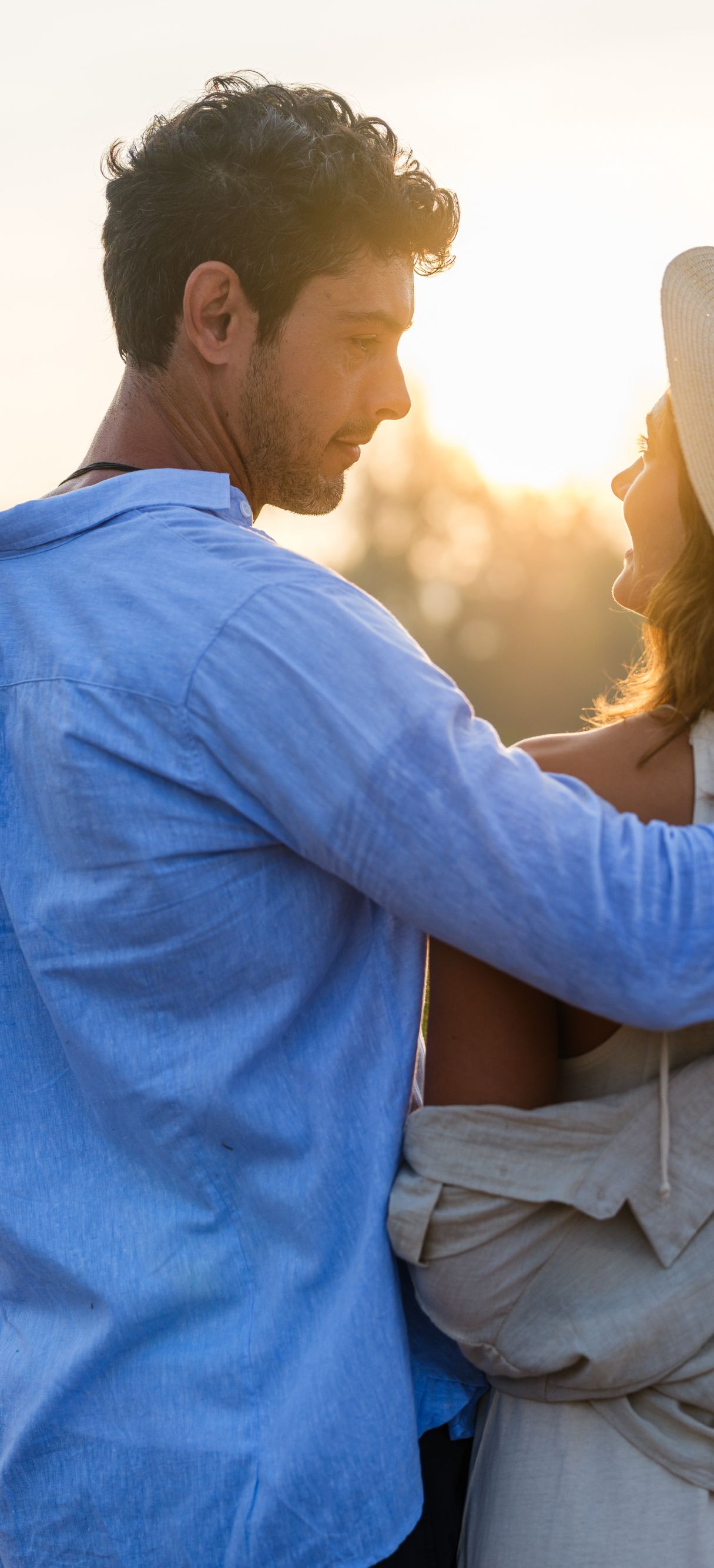 Couple walking in garden 