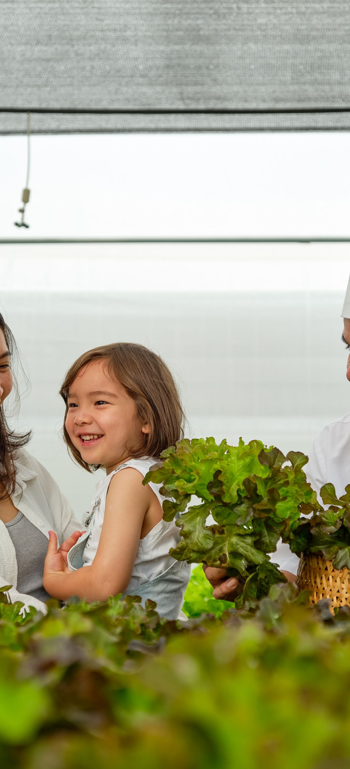 Family in green house