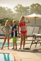 Three kids at the pool