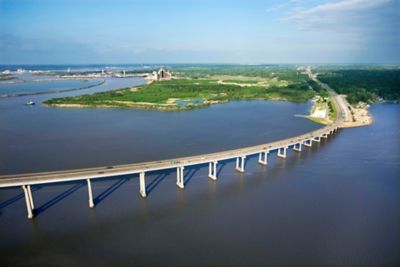 Car bridge over water