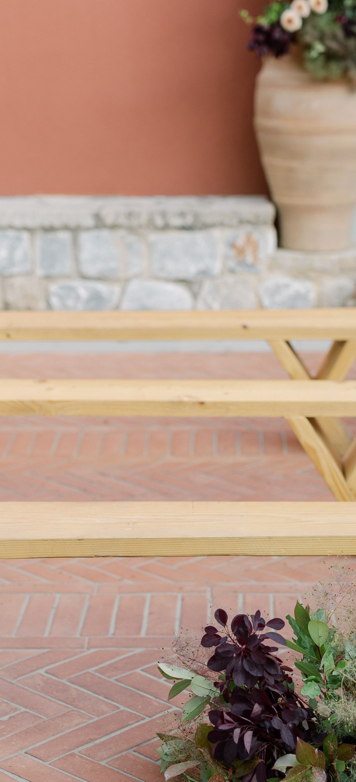 Benches for wedding attendees
