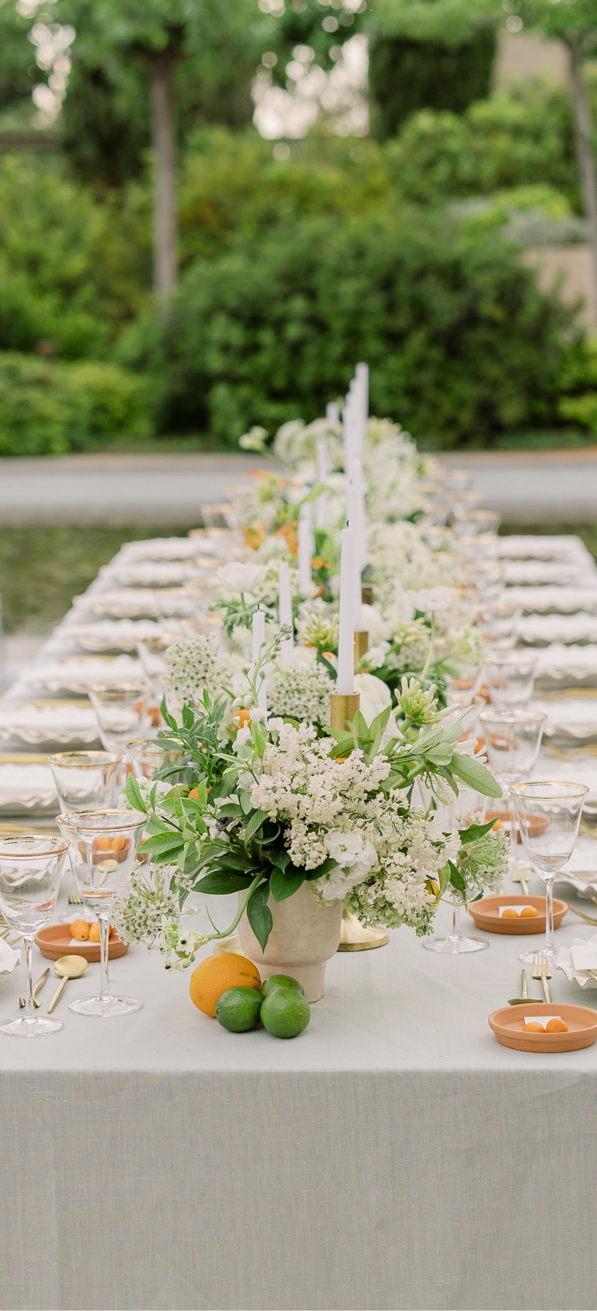 Outdoor wedding reception dinner table