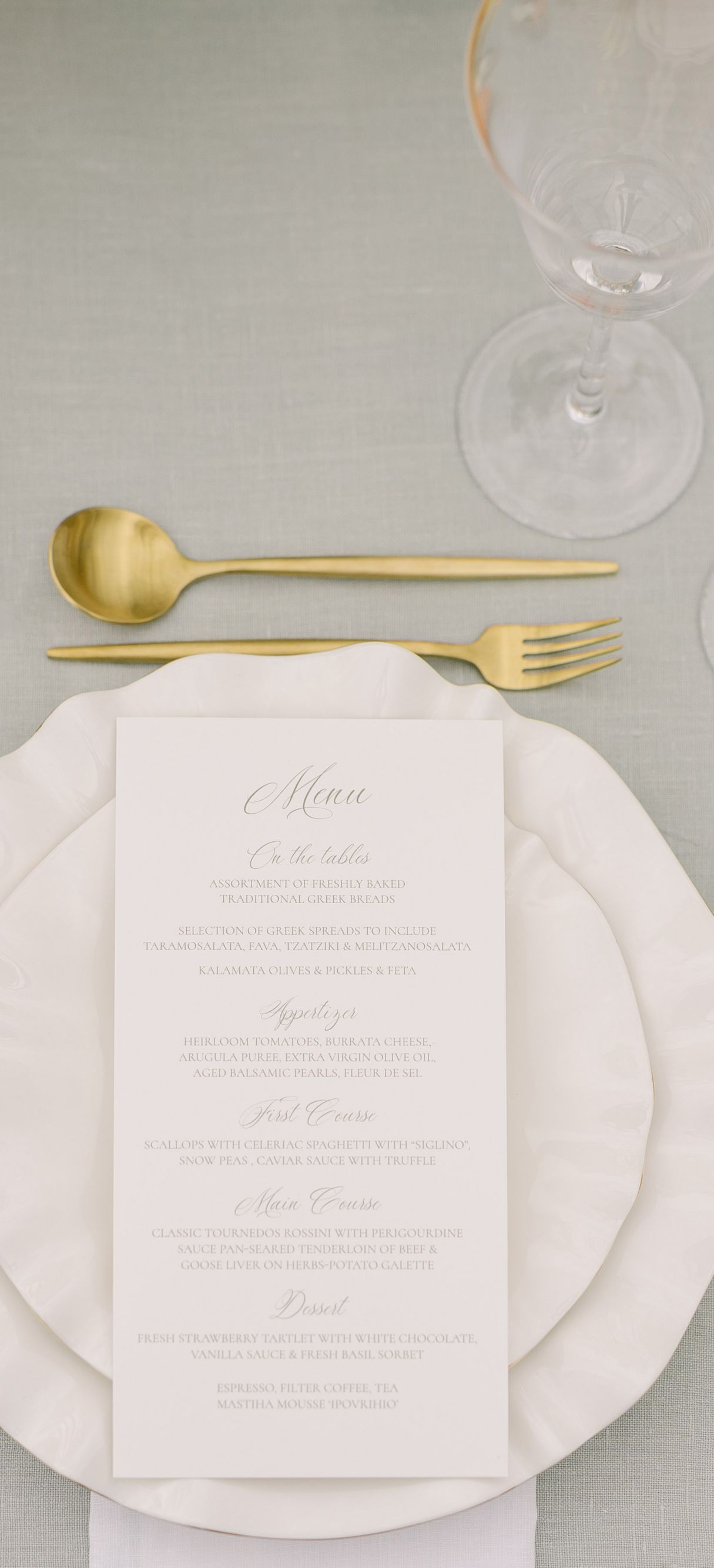 Wedding reception dinner table place setting