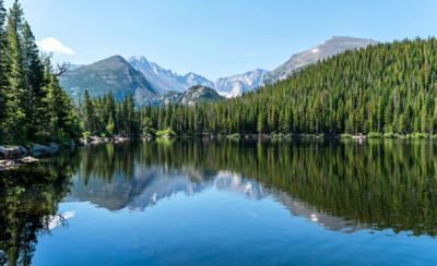 A lake surrounded by mountains