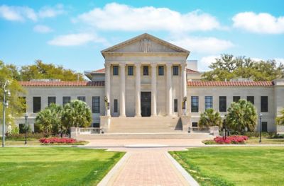 Stately building and green grass