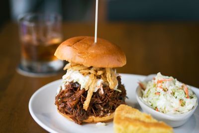 Plate with large sandwich and sides.
