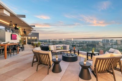 Rooftop bar overlooking city