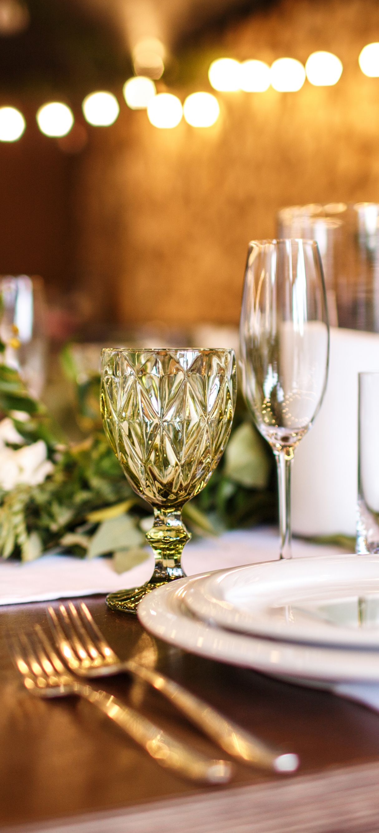 Wedding reception table place setting