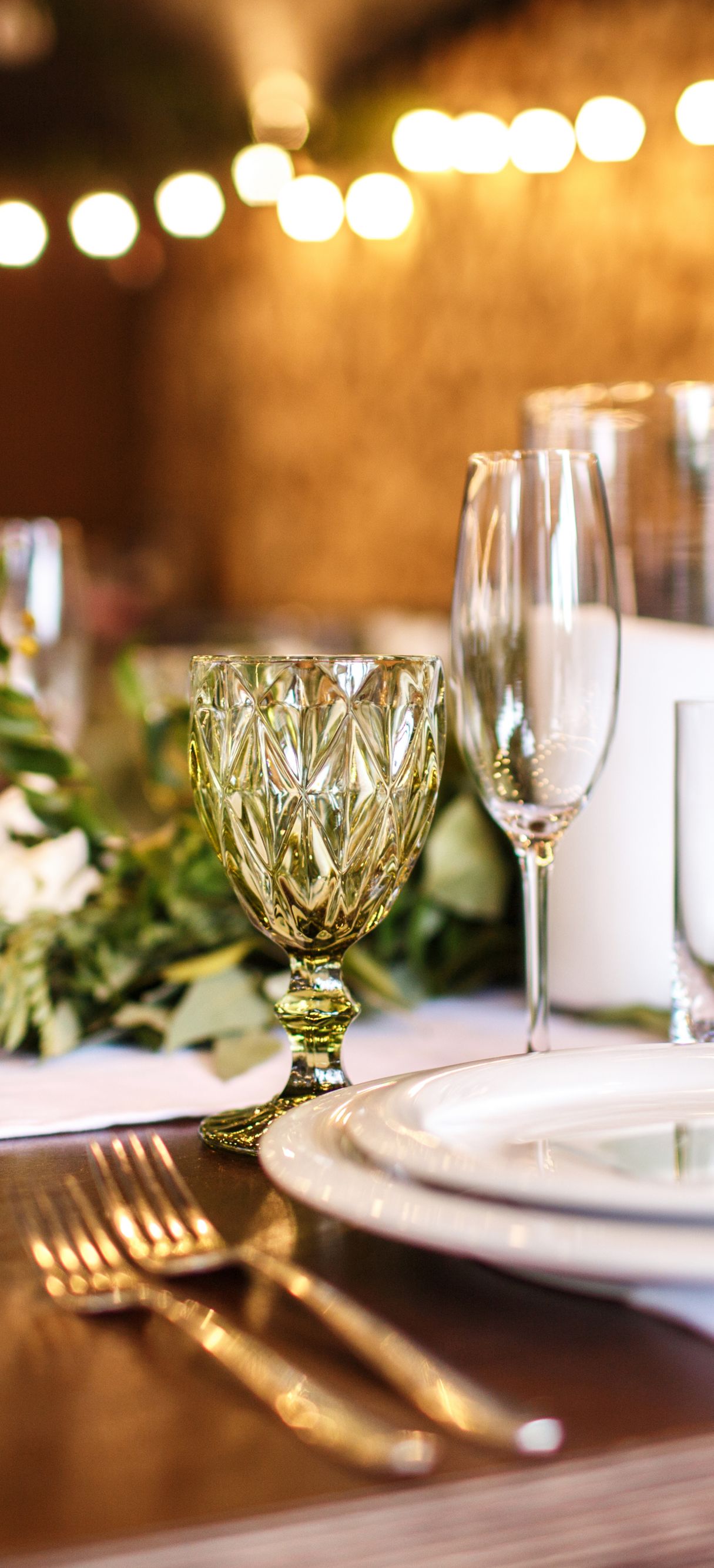 Wedding reception table place setting