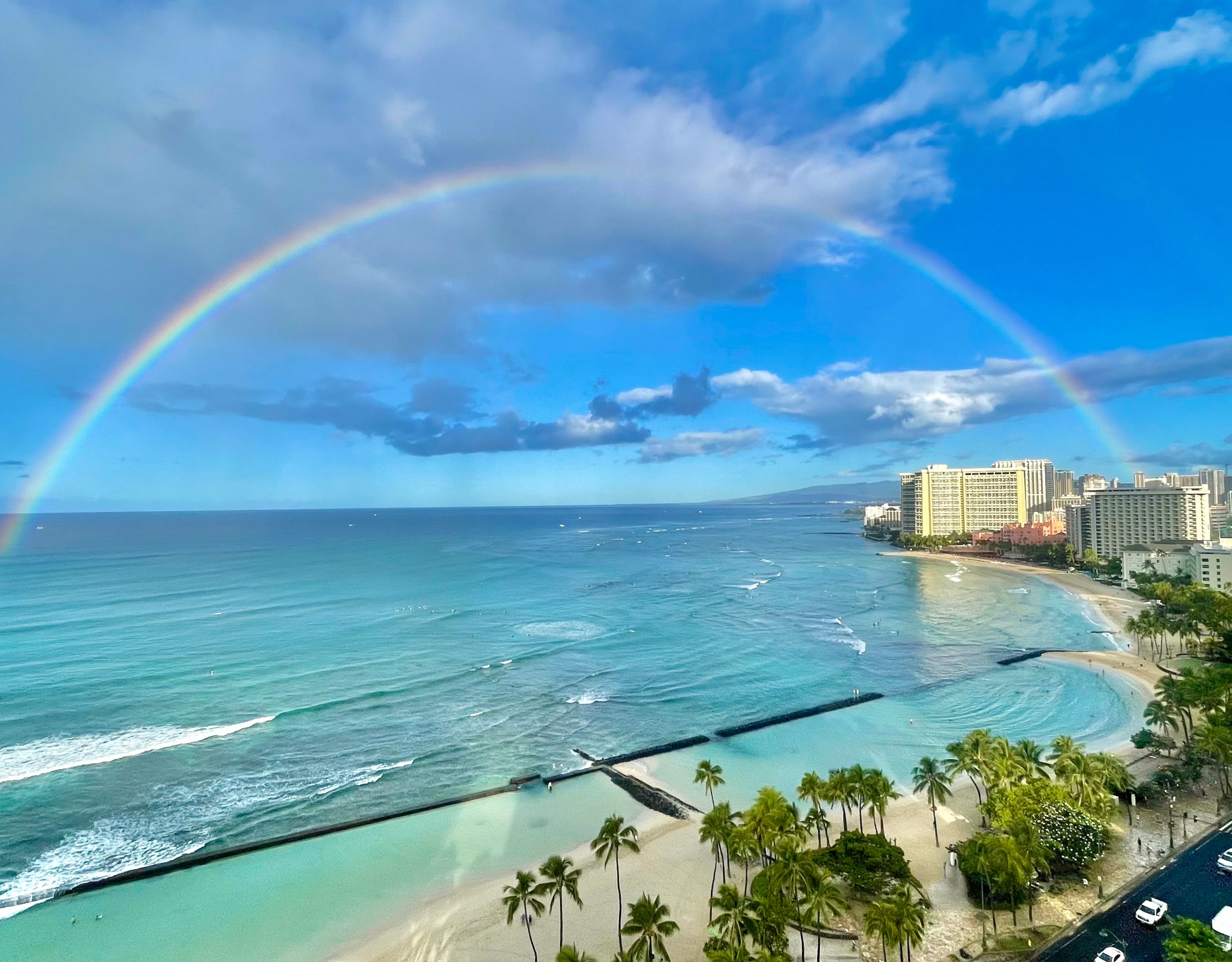 space shuttle view of rainbow