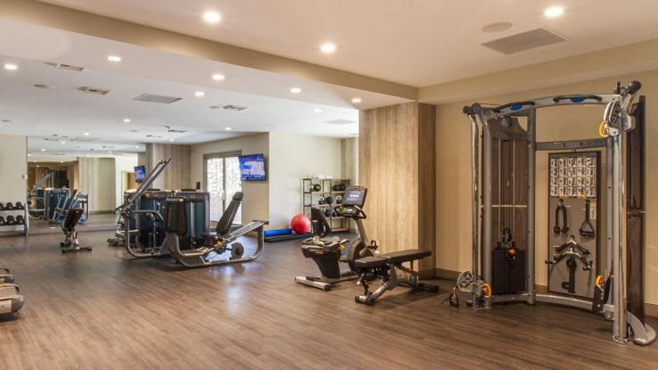 Fitness Center cardio and weight equipment.