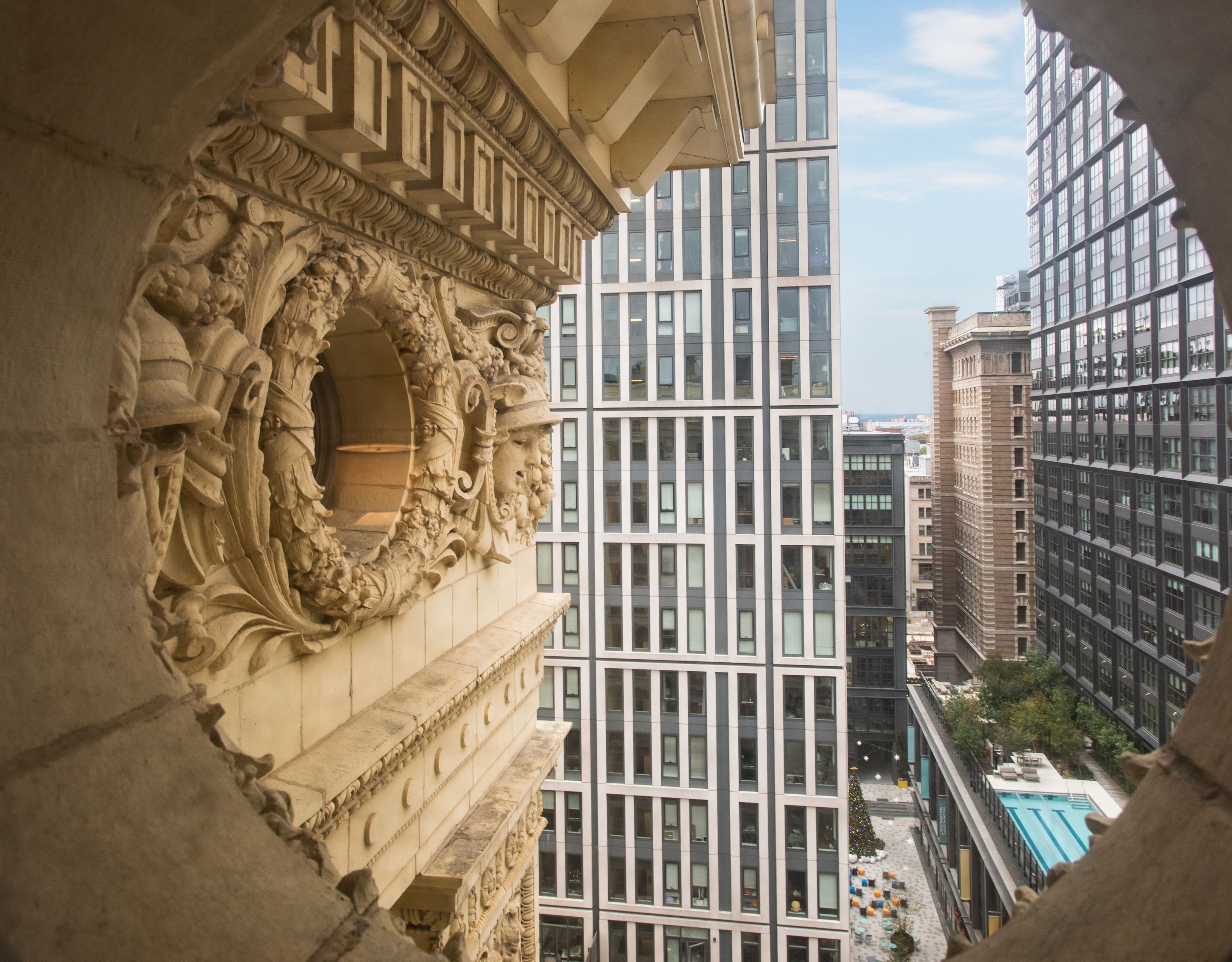 downtown view small circular window