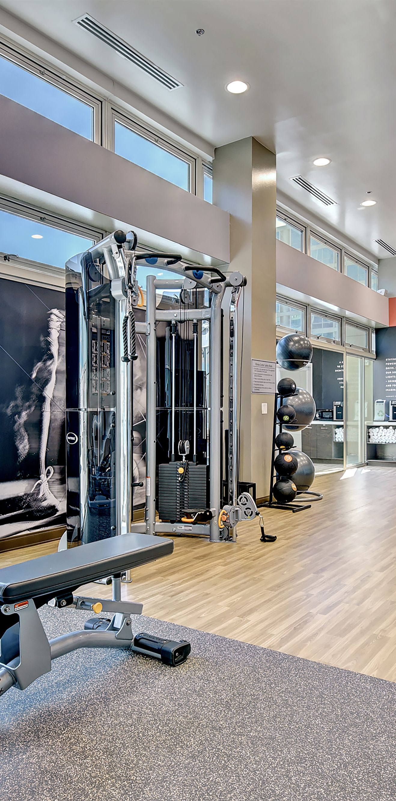 fitness center housing elliptical and treadmills