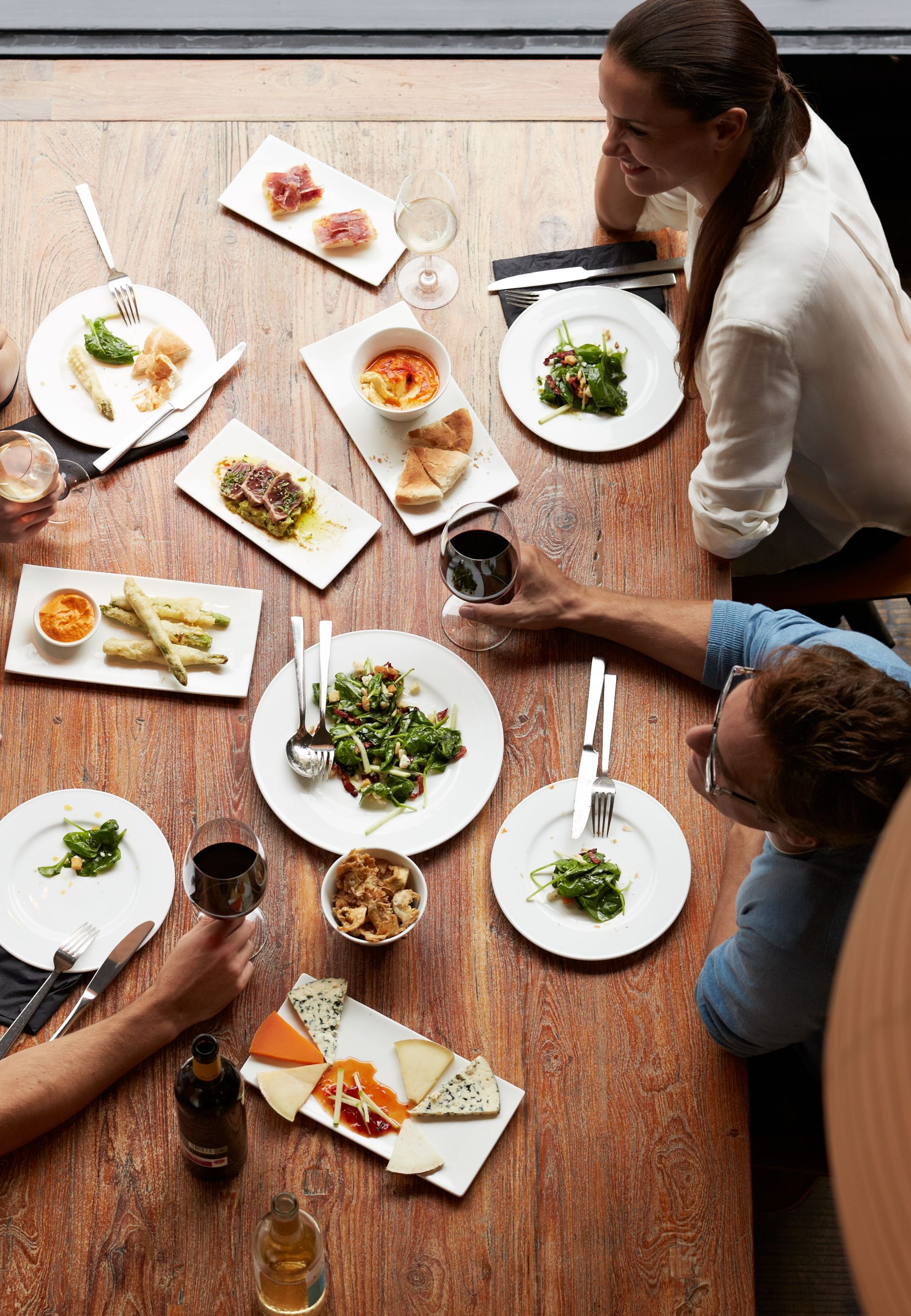 Friends eating at a table