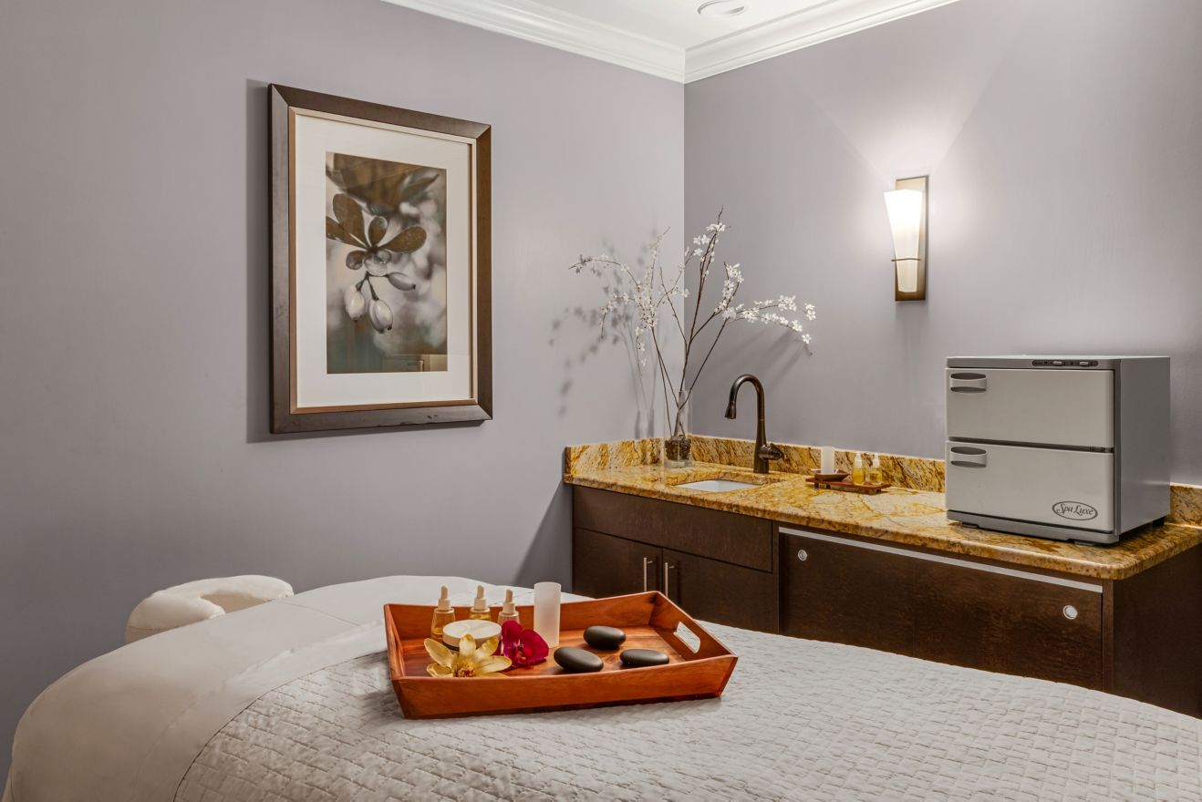 Spa treatment room with amenities