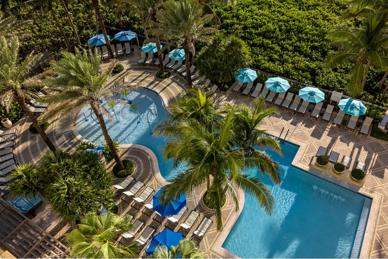 Aerial view of resort pool