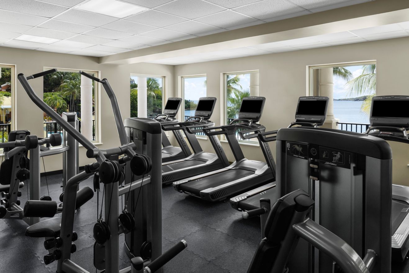 Fitness center with treadmills