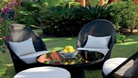 Garden seating area for Tagor' Villa guests at The Ritz-Carlton, Abama, a luxury Canary Islands hotel in Tenerife, Spain