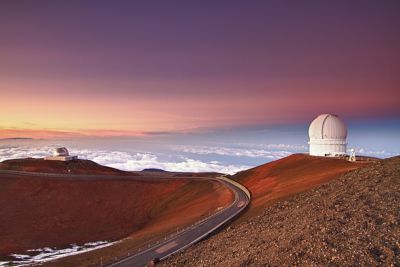 Observatory on mountain range