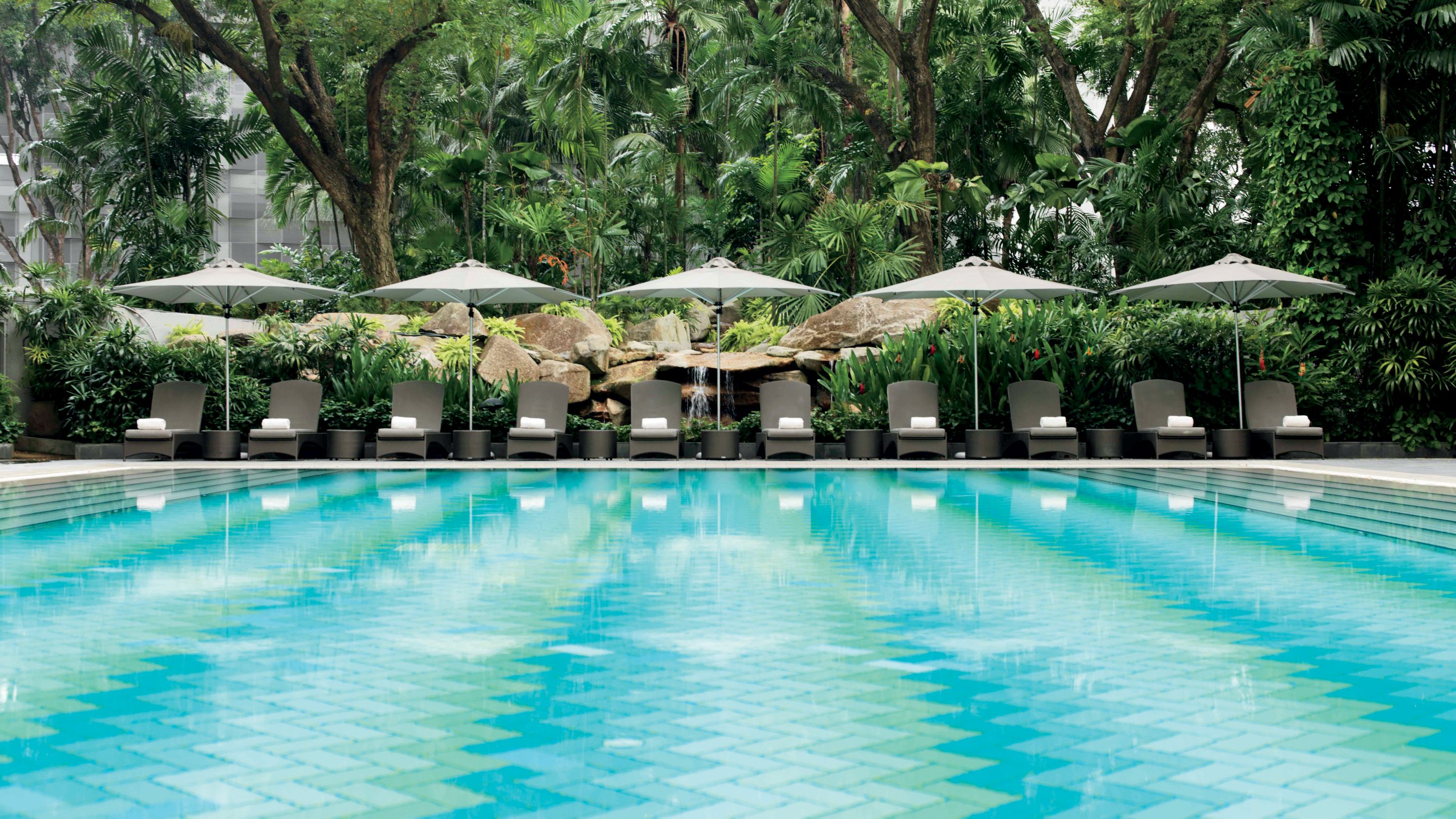 Sparkling outdoor pool at The Ritz-Carlton, Millenia Singapore