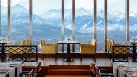 Restaurant, panoramic view to the mountains
