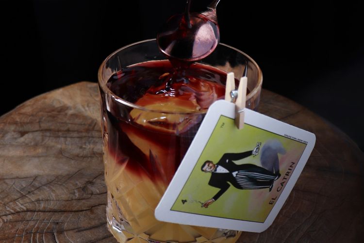 Drink with card attached