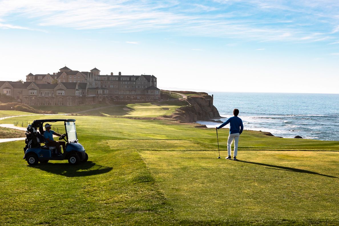 Golfers admiring the ocean views