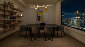 dining room for six, night city views