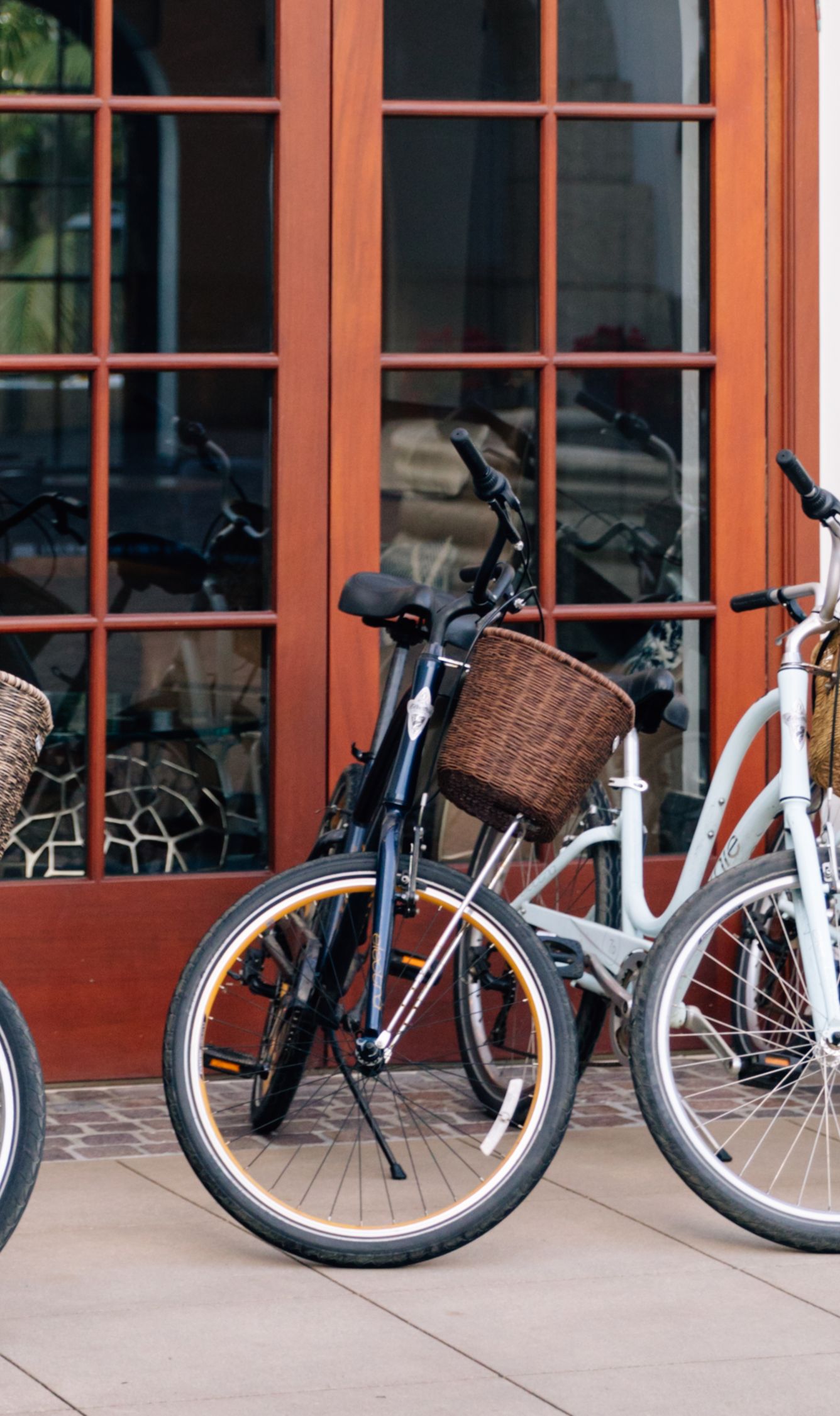 Five cruiser bikes outside Ritz-Carlton, Bacara