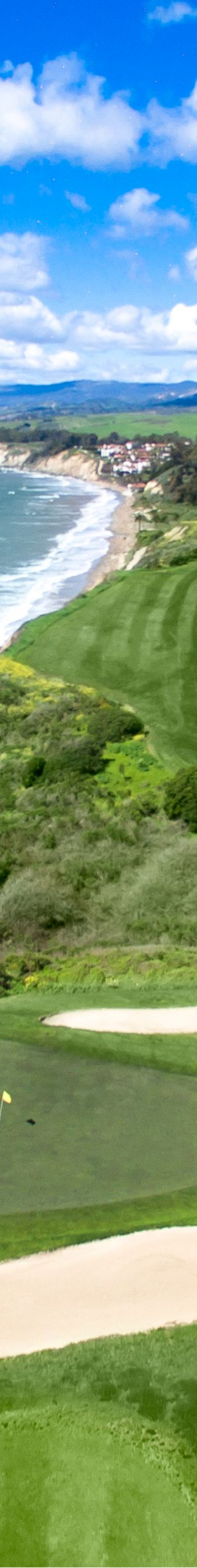 Aerial view of golf course with Ocean View.
