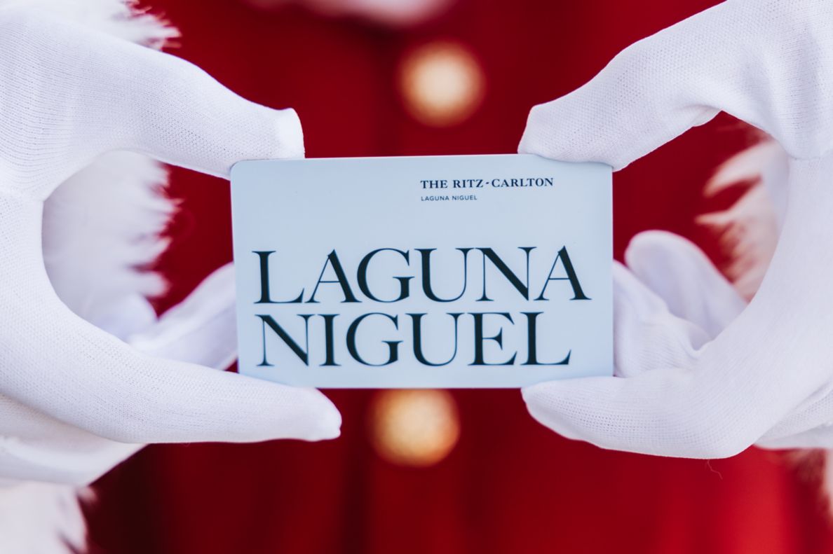 Santa holding The Ritz-Carlton, Laguna Niguel key 