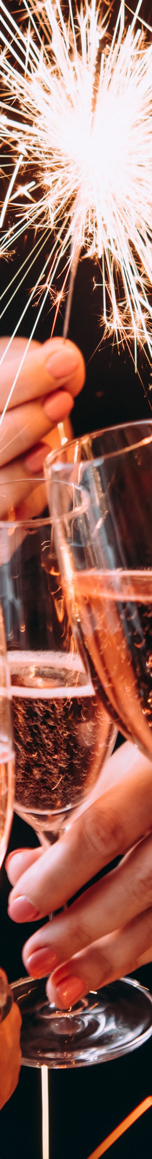 New Year's champagne and sparklers toast
