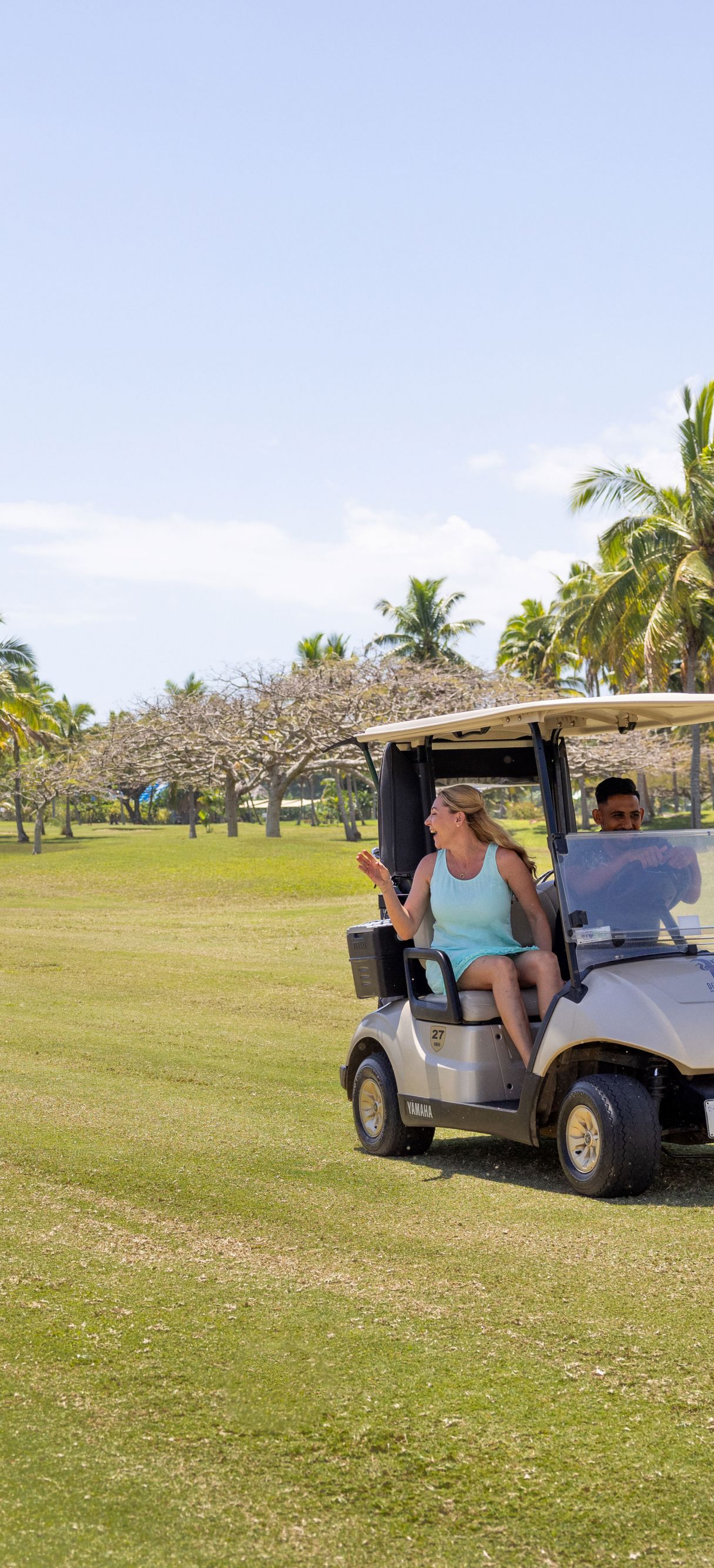 Golf carts on a golf course