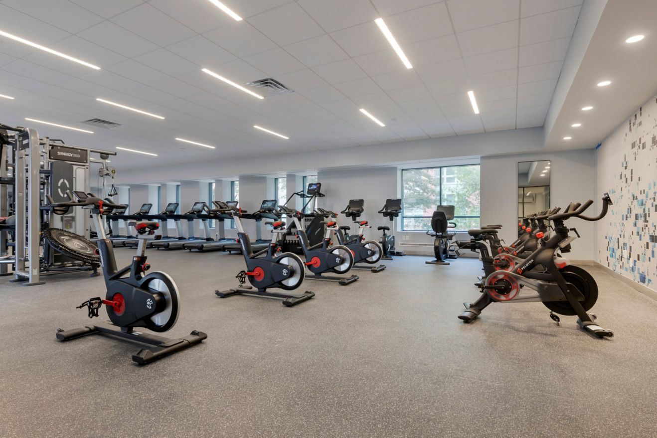 Fitness Center with bikes, treadmills and more. 