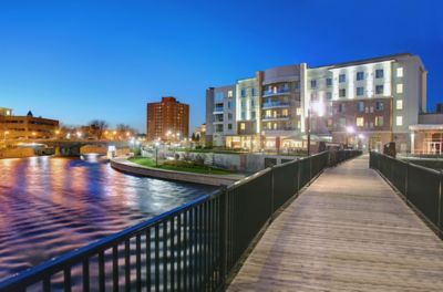 The waterfront at night