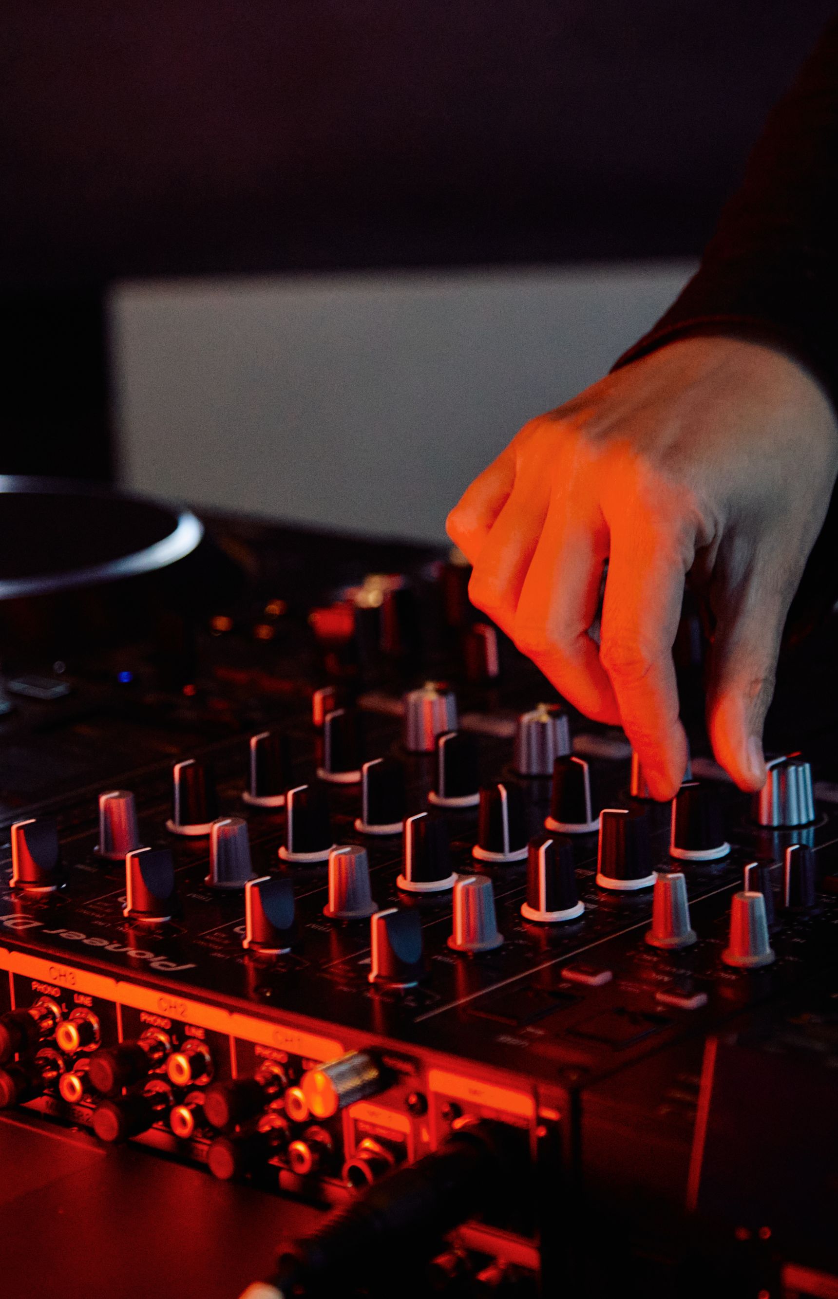 DJ mixing on a table. 