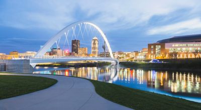 View of downtown Des Moines at night