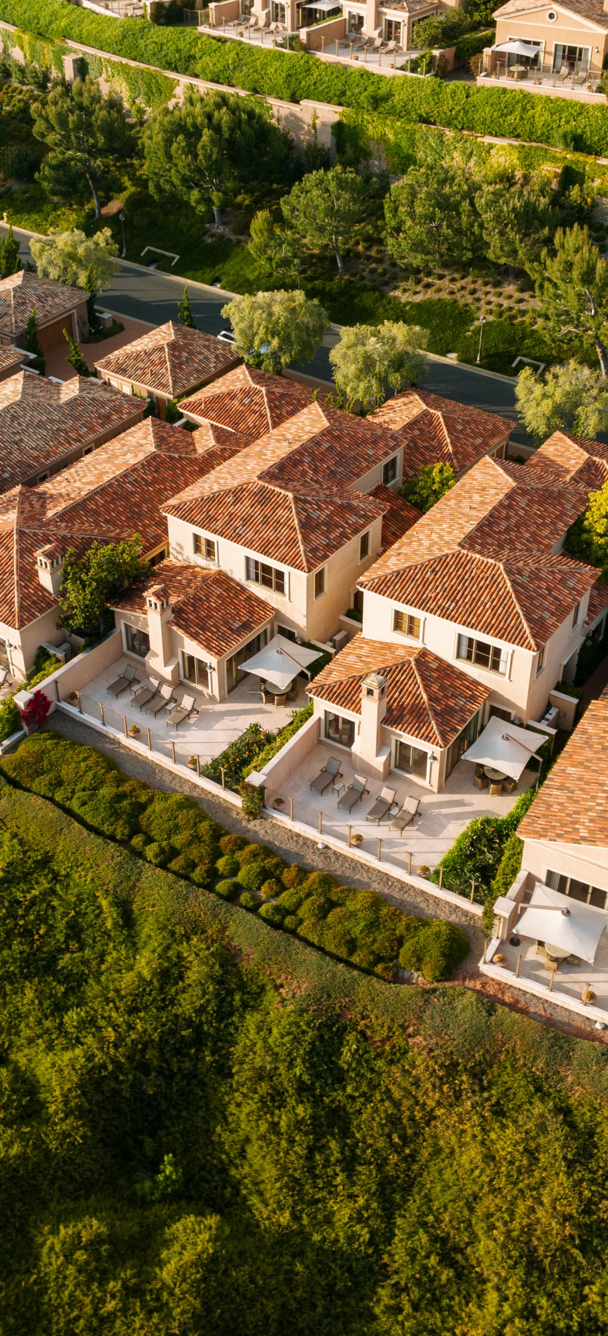 Aerial view of villas