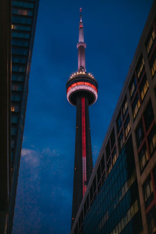 Toronto CN building at night.