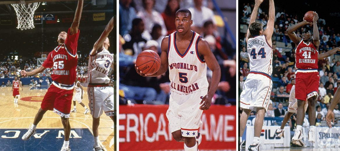 Shane Battier (55), Baron David (5), Chriss Burgess (44), Elton Brand (41), McDonald’s All American Games 1997