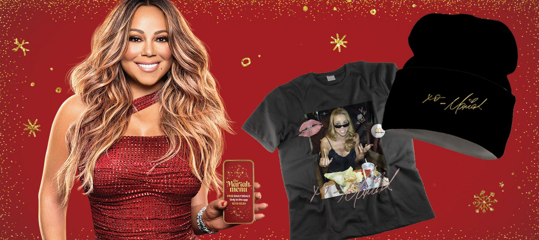 exciting Mariah x McDonald’s merch like beanies and t-shirts
