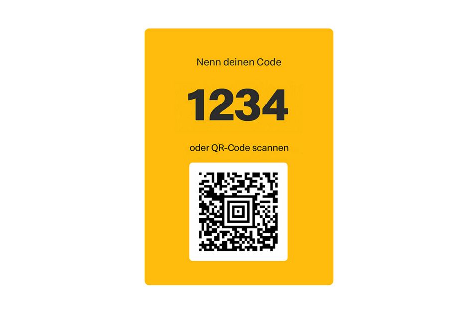 Ein persönlicher QR Code mit dem dazugehörigen 4-stelligen Code