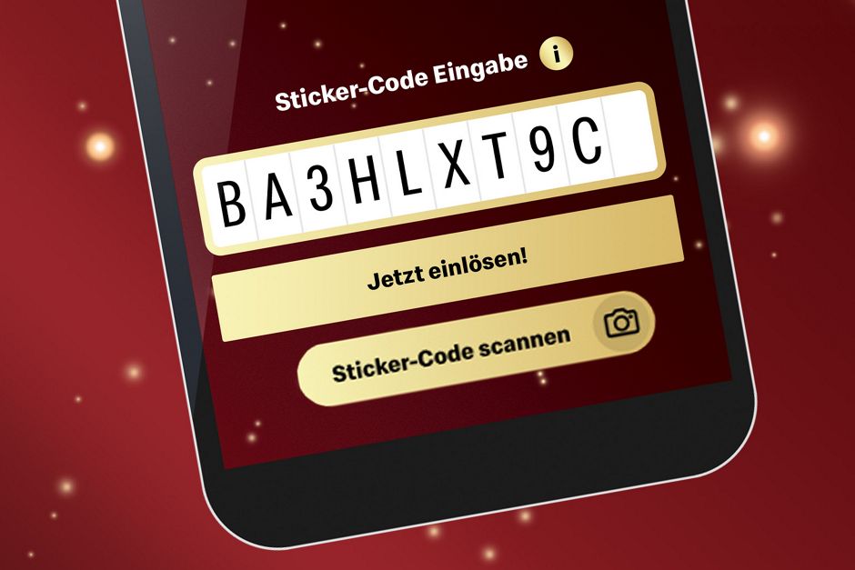 Abbildung Sticker-Code Eingabe in der App.